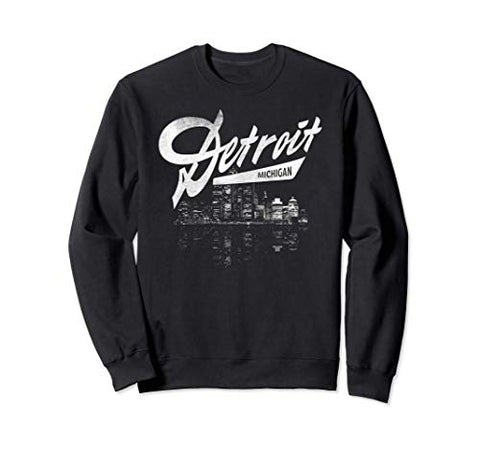 Detroit Skyline at Night - Gift for men women - Vintage Sweatshirt