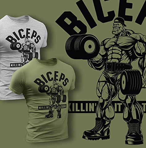 Biceps Workout Shirt Killing It Today Funny Gym Motivational Sayings T-Shirt