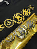 Golden Bitcoin T-Shirt for Crypto Currency Miners and Original Collectors Bitcoin Coin (Ripple Ethereum Bitcoin CardanoLitecoin, Small)