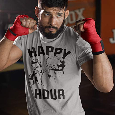 Mens Workout Shirts - Happy Hour Kickboxing MMA UFC Gym Mens Shirts Tank Tops (Large, 033. Fight Kickboxing Boxing Workout T-Shirt Grey)