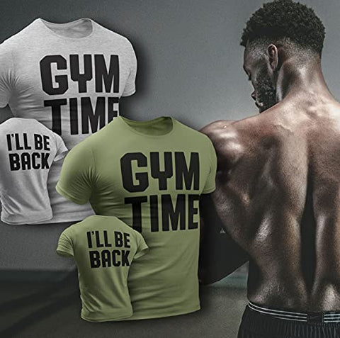 Happy Hour Gym Time I’ll Be Back Workout Shirt for Men Funny Gym Sayings