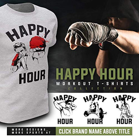 Mens Workout Shirts - Happy Hour Kickboxing MMA UFC Gym Mens Shirts Tank Tops (Large, 033. Fight Kickboxing Boxing Workout T-Shirt Grey)