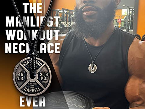 Workout Necklace For Men – Weight Plate Necklace – Dumbbell Necklace for Savages and Rough Guys – Awesome Gym Plate Necklace