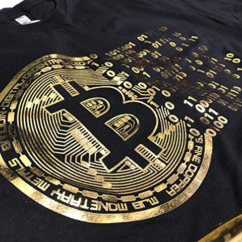 Golden Bitcoin T-Shirt for Crypto Currency Miners and Original Collectors Bitcoin Coin