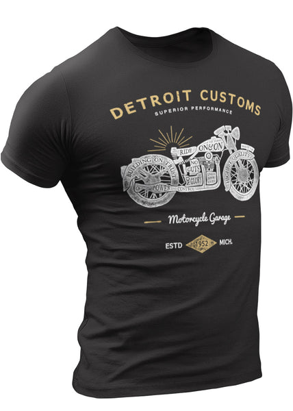 Detroit Customs Motorcycle Bikers T-Shirt by DETROIT★REBELS Brand