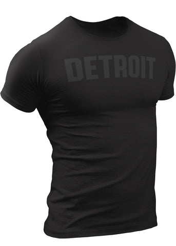 (0106) Detroit Black-On-Black Logo T-shirt, Detroit Rebels Brand