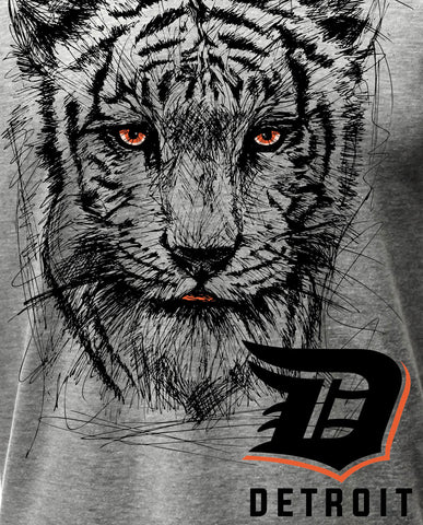 (0090) Detroit Tiger T-shirt. Tigers Sketch Detroit T-Shirt, Detroit T-Shirts LLC