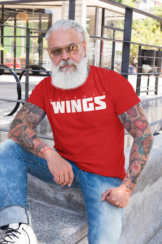 (0104) Detroit Wings T-Shirt, Red Mens