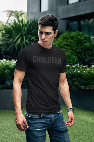 (0107) Proud Chaldean Black-On-Black T Shirt by Detroit Rebels Brand