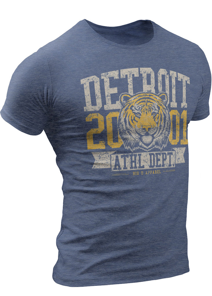 D R Detroit Rebels (0004) Detroit Tiger T-Shirt 2001 Athletic Department by Detroit Rebels Brand Heather Navy / Small