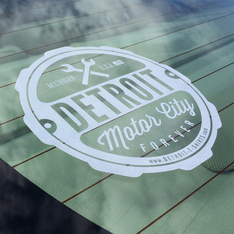 Detroit Motor City Forever Window Sticker - Detroit T-Shirts | Detroit Apparel | Detroit Clothing | Screen Printing & Design